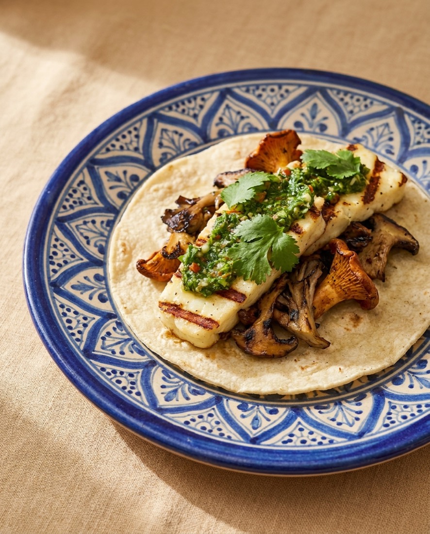 Halloumi and Hongos taco