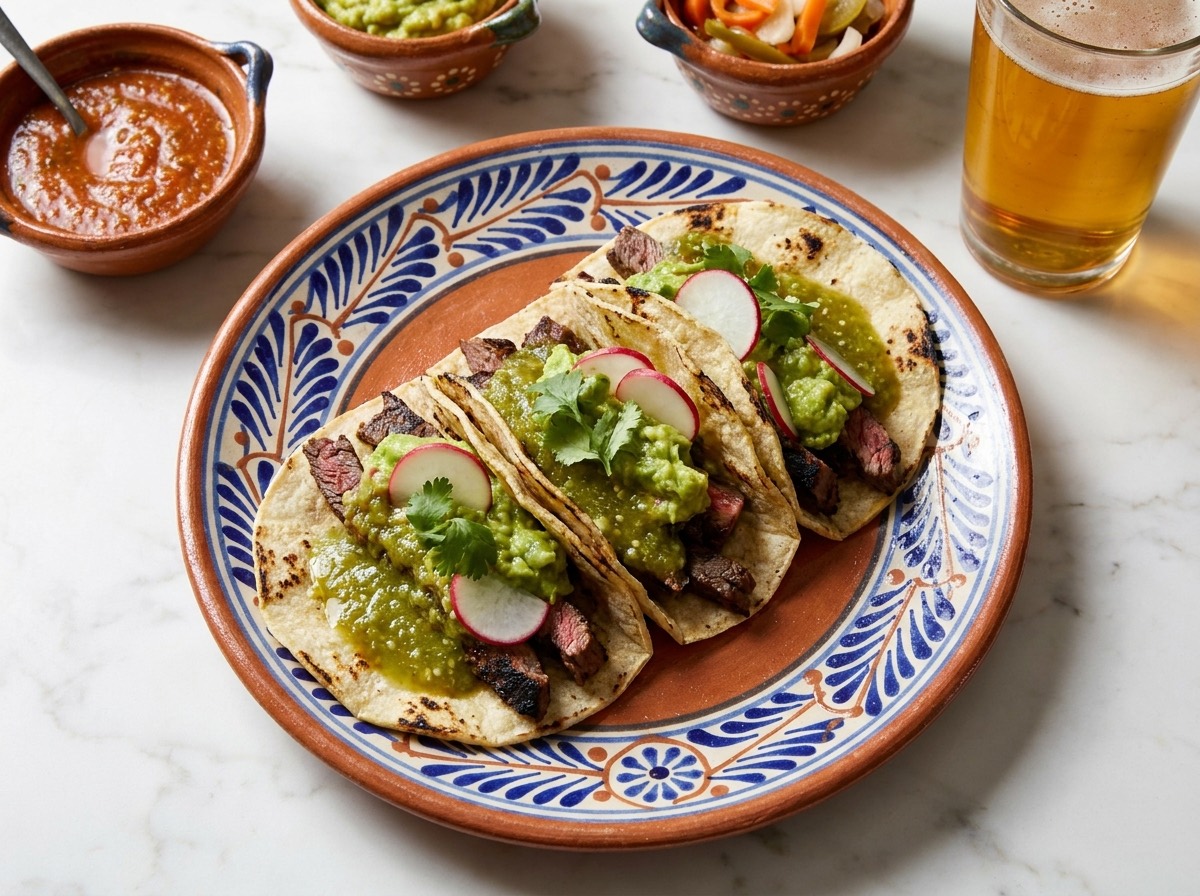 A shared plate of tacos